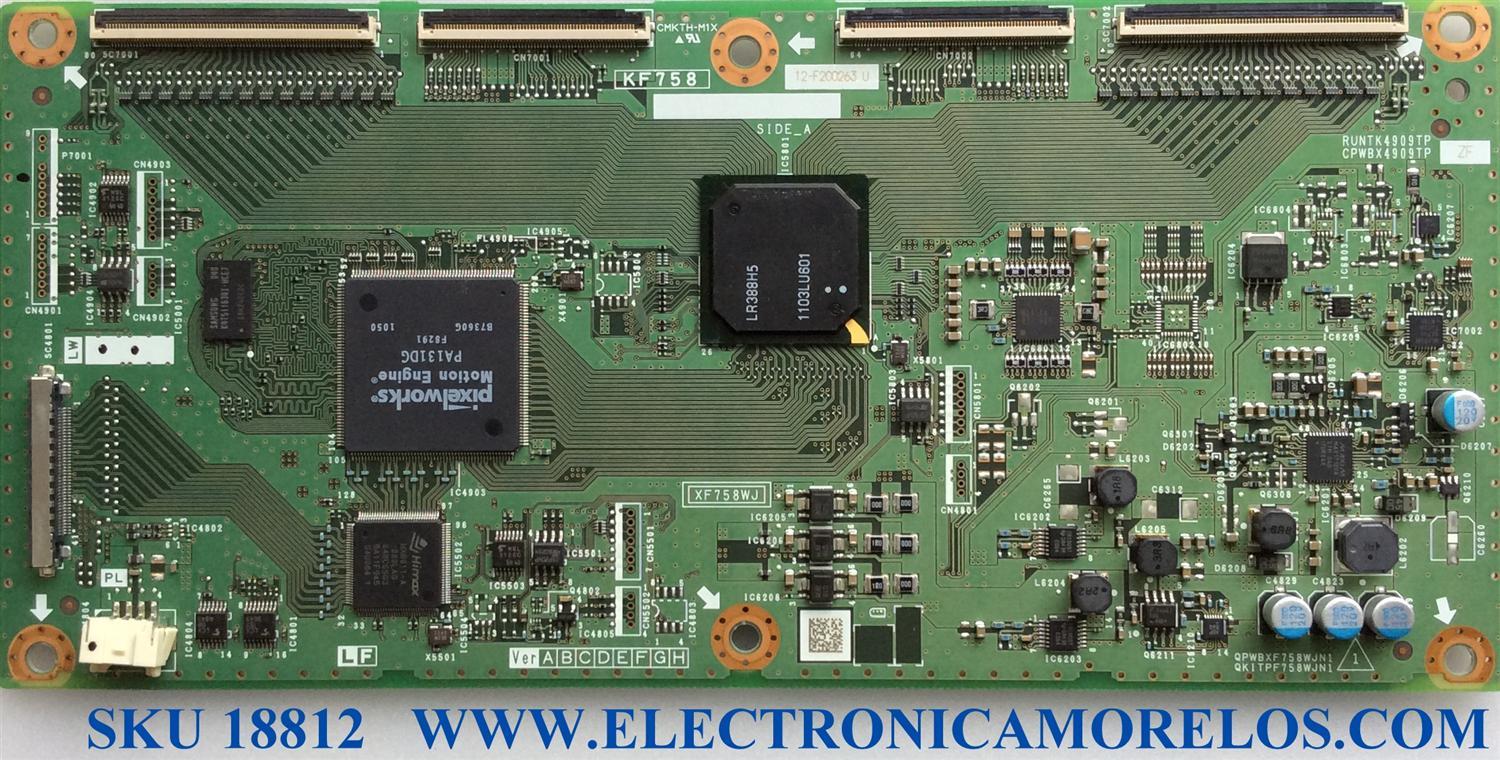 T-CON / SHARP RUNTK4909TPZF / KF758 / CPWBX4909TPZF / 12-F200263 U / XF758WJ / PANEL LK520D3GW40Z / MODELO LC-52LE835U